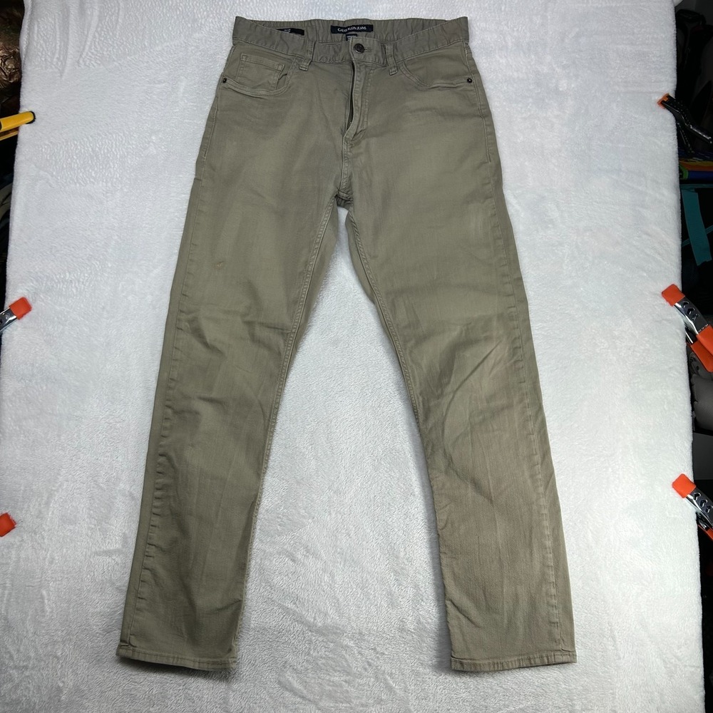 Calvin Klein Jeans CKJ 035 Straight Leg Pants Men's Khaki Green Zip Fly - 31X31